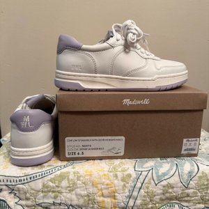 Madewell Court Low-Top Sneakers in White & Purple, Size 6.5, NEW & SOLD OUT!